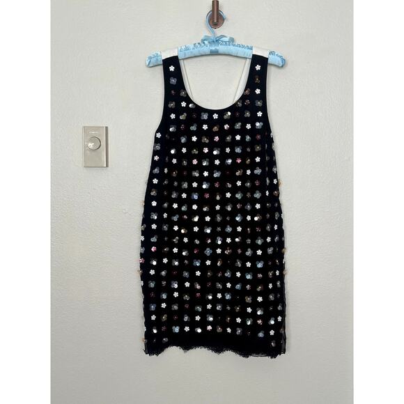 Sachin & Babi XS Black Beaded Sequin Mini Dress Floral Lace Sequined Multicolor - Picture 9 of 13